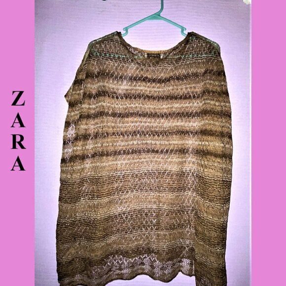 DAILY 3/25$NWOT ZARA KNIT LACE SLEEVELESS ARTH COLORS IN ACTUAL HAND KNIT - Picture 1 of 8